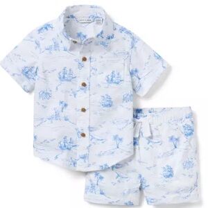 NWT Janie and Jack Cabana Linen Set 6-12 Months